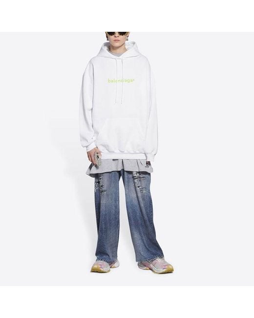Balenciaga White Copyright Logo Print Medium Fit Hoodie