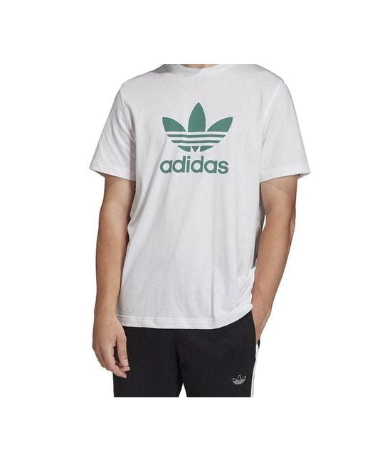 Adidas White Originals Trefoil Alphabet Logo Round Neck Short Sleeve for men