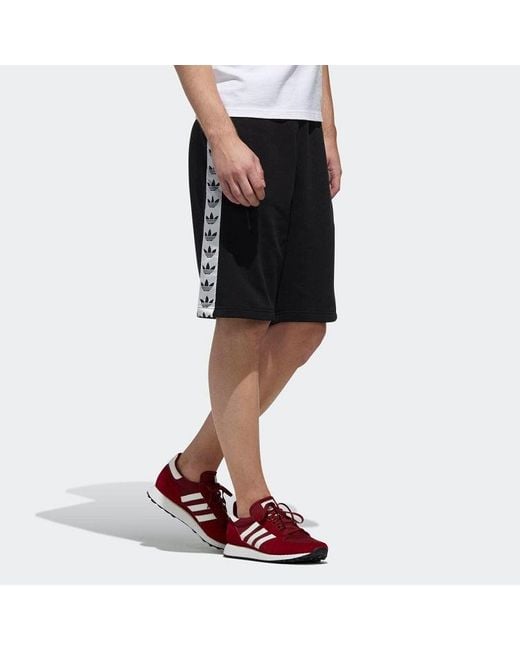 Adidas Black Originals Side Webbing Logo Printing Sports Shorts for men