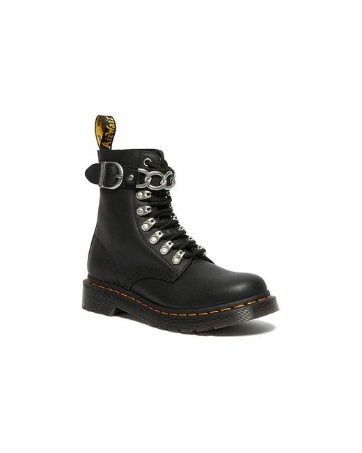 Dr. Martens Black 1460 Pascal Chain Leather Lace Up Boot