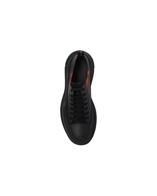 McQueen Black Tread Slick Lace Up Sneakers for men