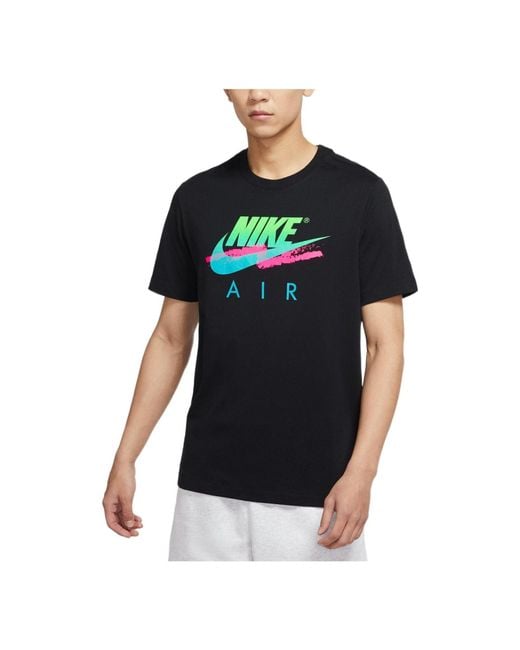 Nike Black Alphabet Logo Printing Round Neck Casual Short Sleeve for men