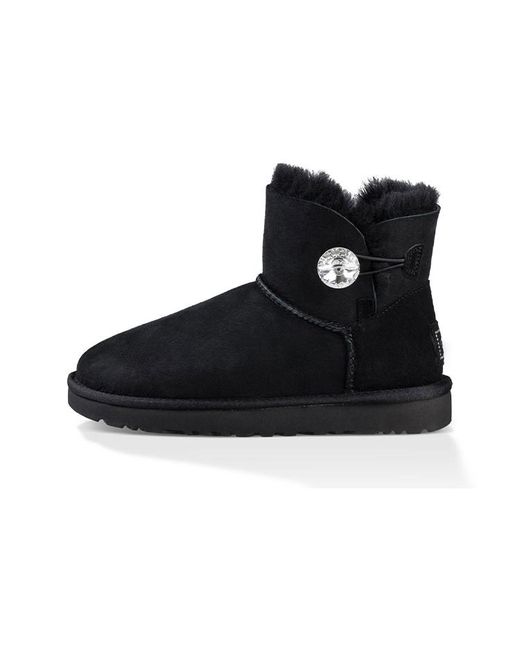 Ugg Black (Wmns) Mini Bailey Button Bling Fleece Lined