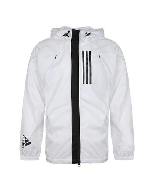Adidas Blue W.N.D Windproof Breathable Hooded Track Jacket for men