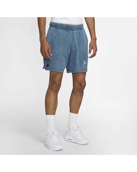 Nike Blue Sportswear Knit Washed Shorts for men