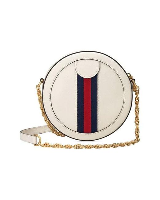 Gucci White (Wmns) Ophidia Logo Stripe Webbing Leather Chain Shoulder Messenger Bag Mini
