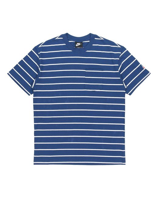 Nike Blue Sportswear Sports Stripe Round Neck Short Sleeve for men