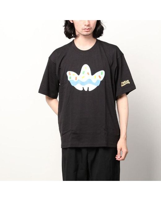 Adidas Black Originals X Melting Sadness Crossover Funny Logo Printing Round Neck Short Sleeve T-Shirt for men