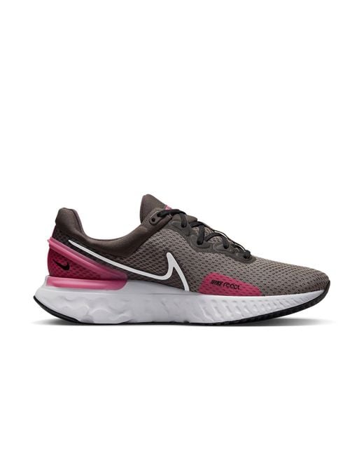 Nike Brown React Miler 3 Road Running Shoes 'Medium Ash' for men
