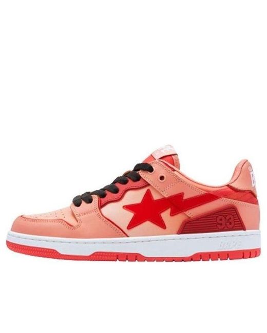 A Bathing Ape Red Sk8 Sta Leather Low for men