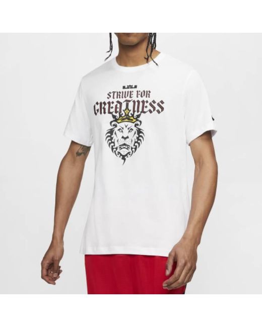 Nike White Dri-Fit Lebron Strive For Greatness Dri-Fit Tee for men