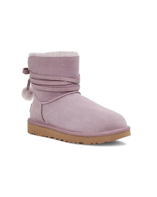 Ugg Purple (Wmns) Mini Bailey Bow Pom 'Taupe'