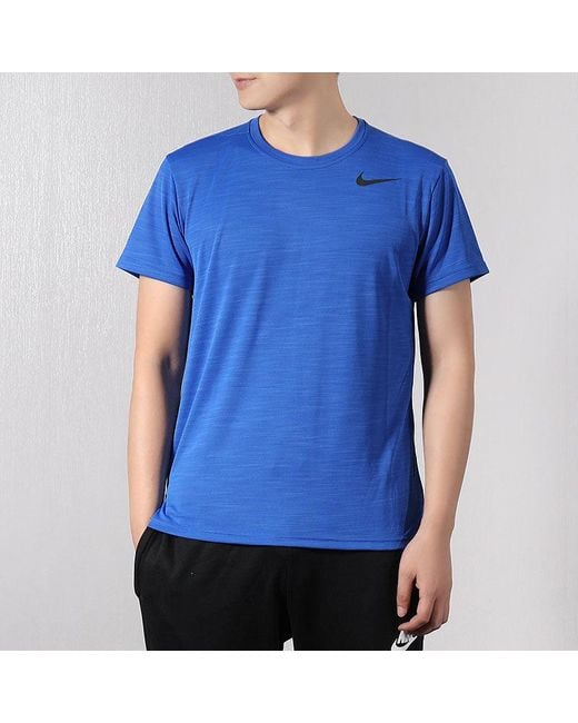 Nike Blue Dri-Fit Sports Training Quick Dry Round Neck Short Sleeve for men