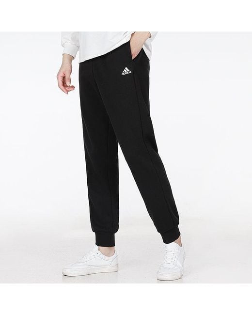 Adidas Black Sl Ft Tc Pt Logo Knit Sports Bundle Feet Long Pants/Trousers for men
