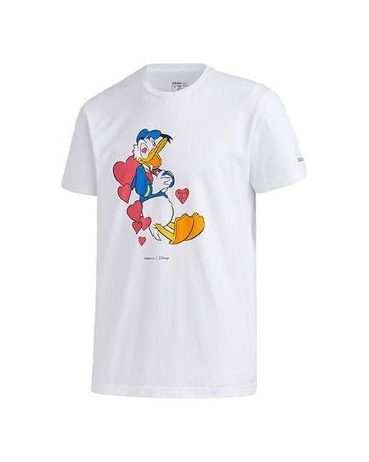 Adidas White Neo X Disney Crossover Donald Duck Printing Casual Short Sleeve for men