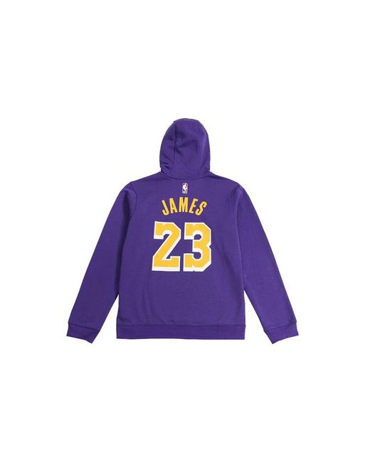 Nike Purple Nba Lakers Lebron James Basketball Sports Fleece Lined Pullover for men