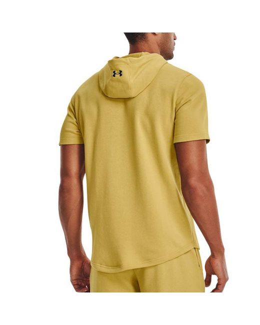 Under Armour Yellow Project Rock Terry Short Sleeve Hoodie for men