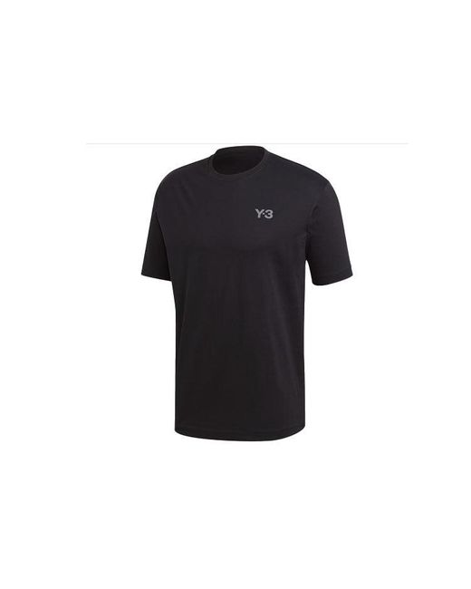 Adidas Black Y-3 Small Logo Printing Round Neck Short Sleeve T-shirt for men