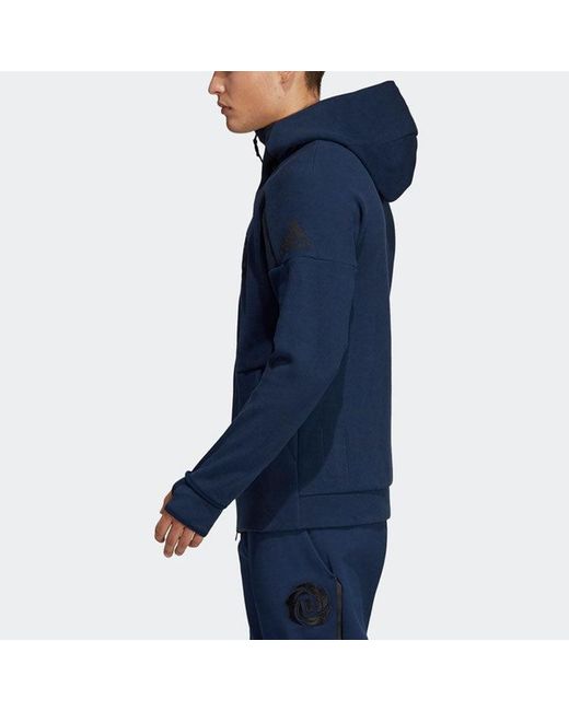 Adidas Blue Basketball Sports Hooded Jacket for men