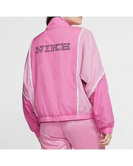 Nike Pink (Wmns) Sportswear Zipper Splicing Contrasting Colors Woven Jacket