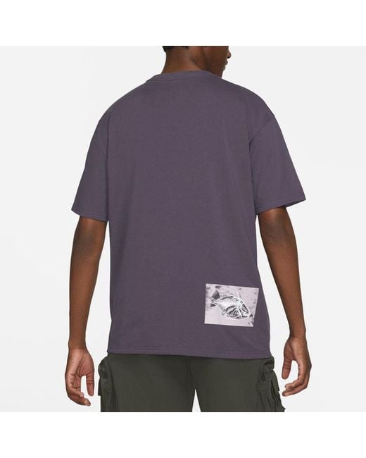 Nike Blue Acg Nature Funny Printing Loose Sports Round Neck Short Sleeve for men