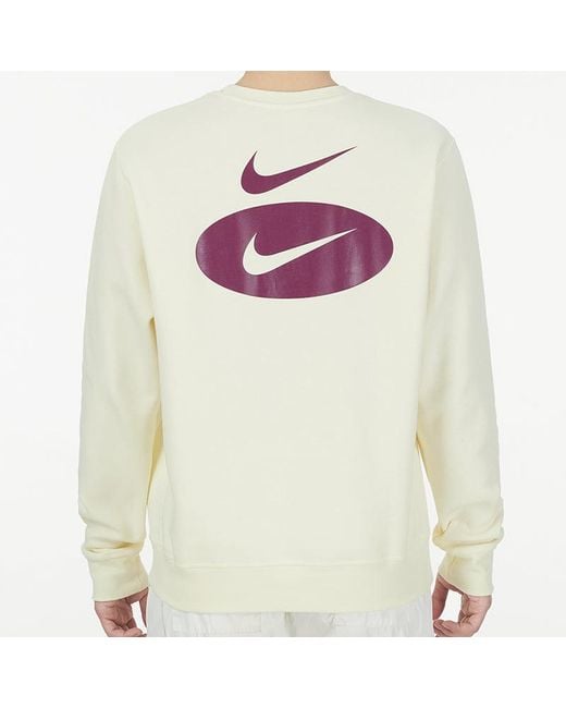 Nike White As Nsw Sl Bb Crew Casual Sports Fleece Lined Round Neck Long Sleeves for men
