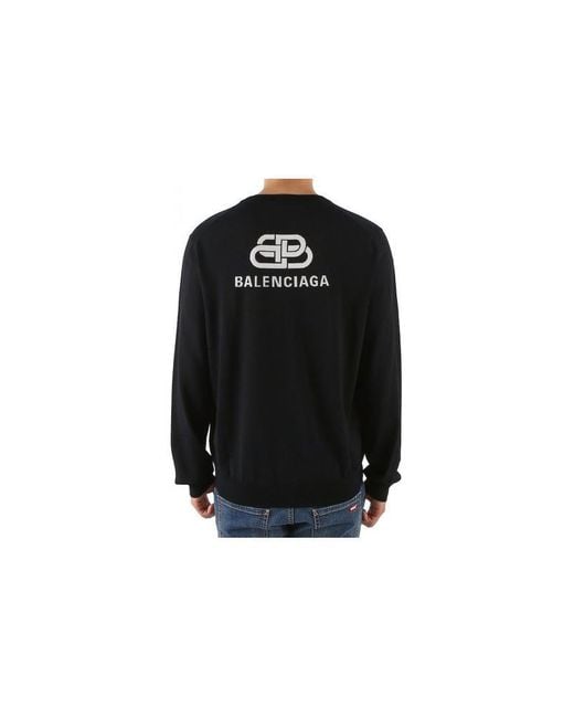 Balenciaga Black Back Print Interlocked Bb Sweatshirt for men