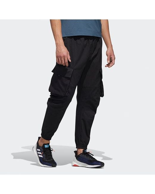 Adidas Black Th Pnt Cargo Leisure Sports Big Pocket Suit Trousers for men