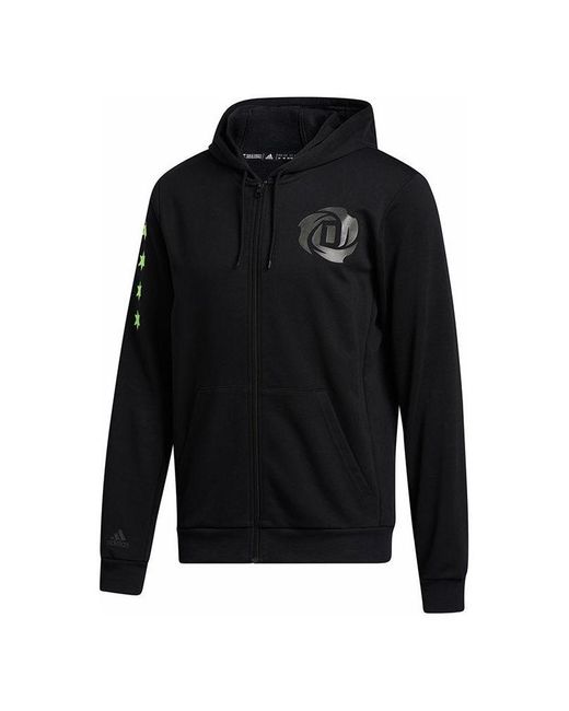 Adidas Black Rose Fullzip Basketball Sports Long-Sleeve Hooded Jacket for men