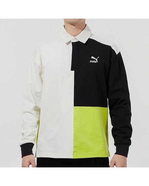 PUMA Green Retro Color Block Polo Shirt for men