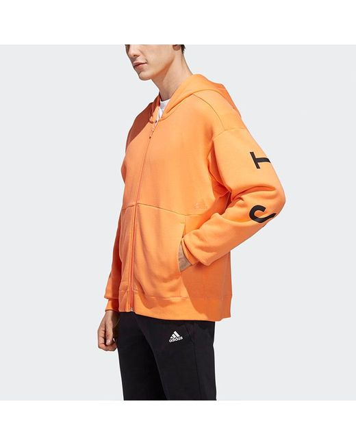 Adidas Orange Sport 2 Street Alphabet Printing Athleisure Casual Sports Hooded Jacket for men