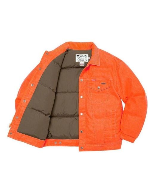 Supreme Orange X Schott Canvas Down Trucker Jacket for men