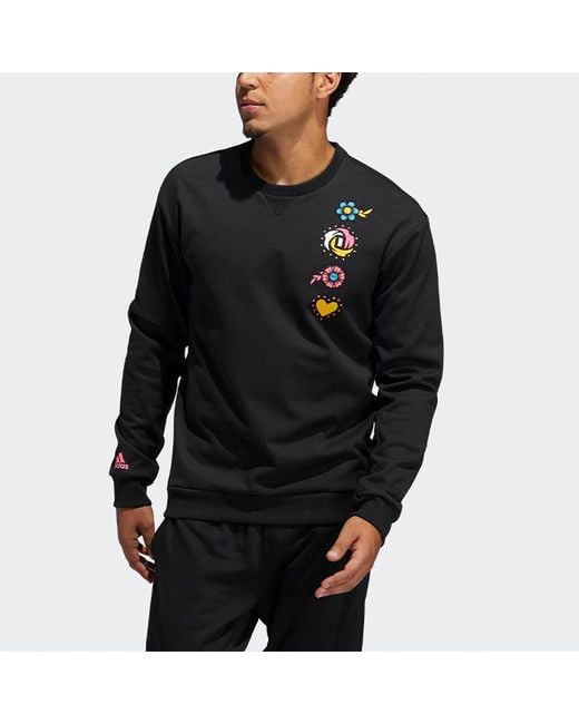 Adidas Black Printing Round Neck Sports Pullover for men