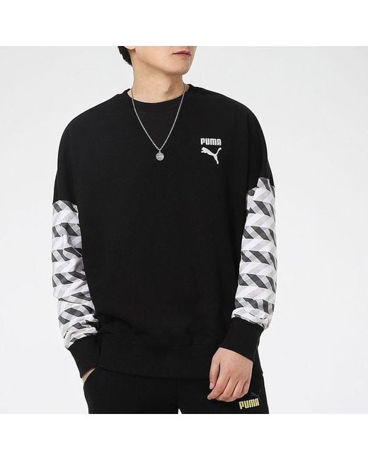 PUMA Black Kontrast Crew Neck Sweater for men