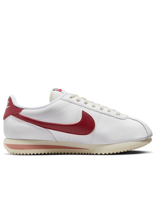 Nike Cortez Womens Casual Trainers In White Red - 6 Uk