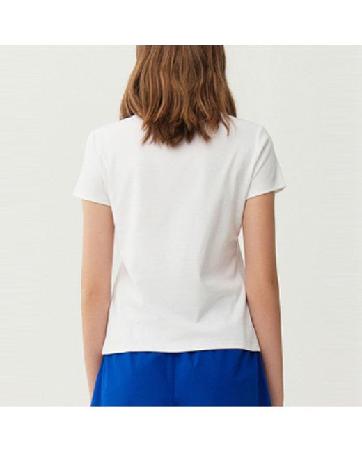 Fila White (Wmns) Bear Pattern Round Neck Pullover Short Sleeve