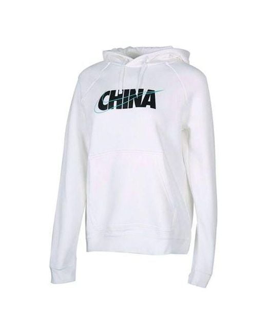 Nike White (Wmns) Nsw Chn Po Hoodie Logo Printing