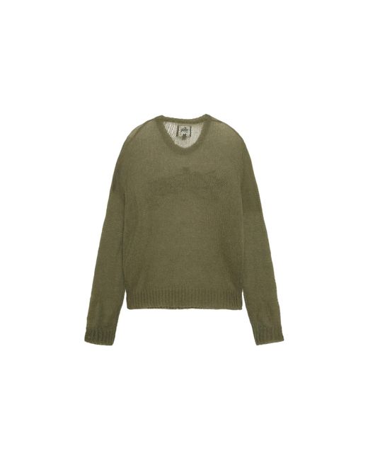 Stussy Green Loose Knit Logo Sweater for men