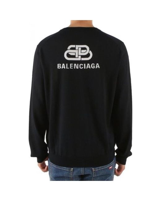 Balenciaga Black Back Print Interlocked Bb Sweatshirt for men