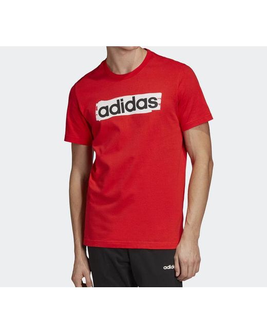 Adidas Red Alphabet Logo Sports Short Sleeve for men