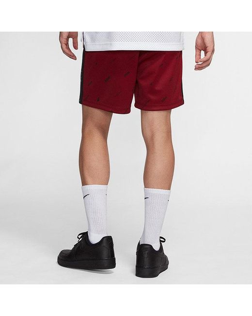 Nike Red Colorblock Logo Alphabet Printing Sports Shorts for men