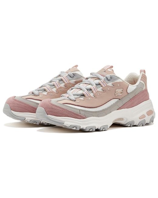 Skechers White (Wmns) D'Lites 1.0 Low Running Shoes