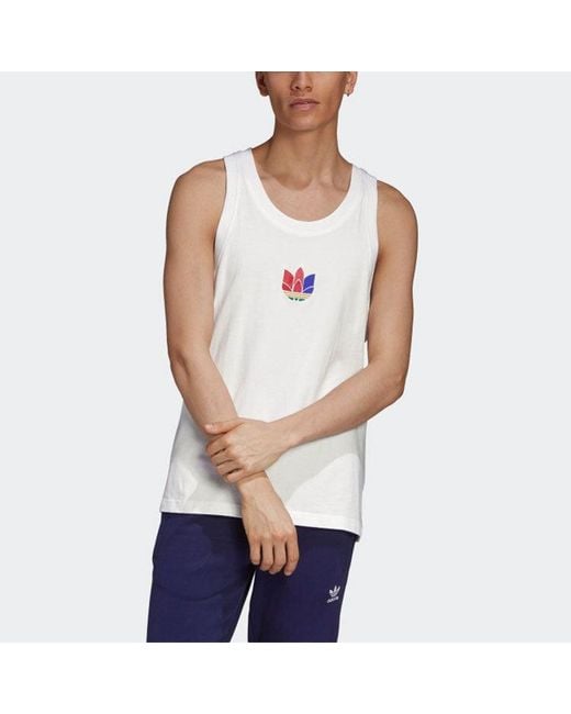 Adidas White Originals Embroidered Logo Retro Sports Vest for men