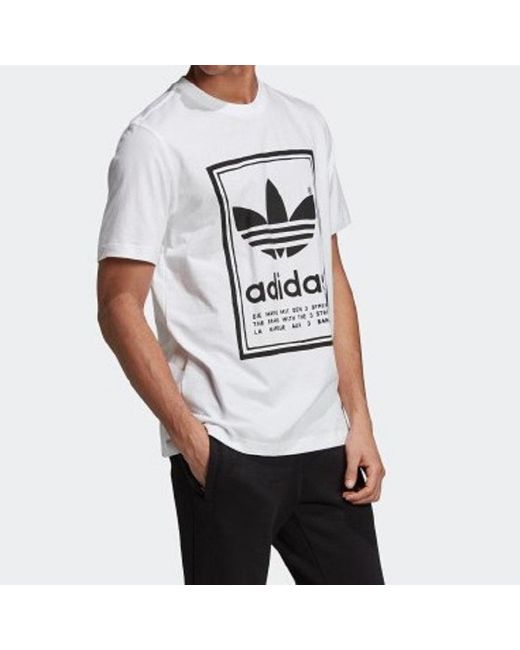Adidas White Originals Vintage Tee Round Neck Breathable Short Sleeve for men