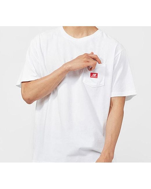 New Balance White Essentials Pocket T-Shirt for men