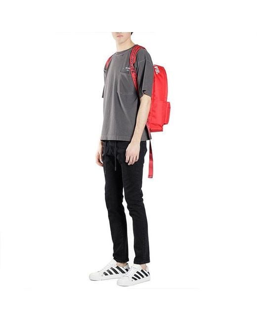 Off-White c/o Virgil Abloh Red Slogan Printing Backpack