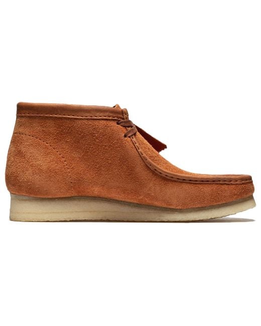Clarks Brown Wallabee Boots 'Tan Hairy Suede' for men