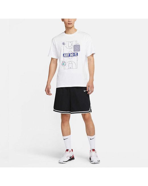 Nike White Just Do It Basketball Sports Printing Short Sleeve for men