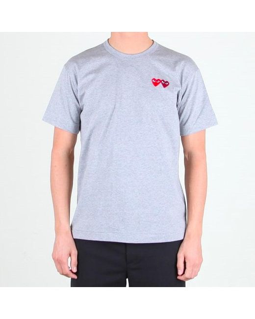 COMME DES GARÇONS PLAY Gray Basic T-Shirt Two Emblems for men