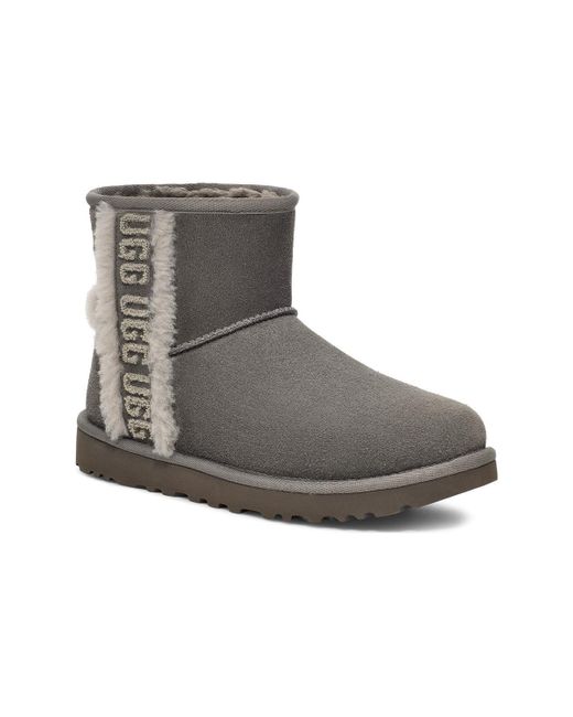 Ugg Brown (Wmns) Classic Mini Shearling Logo 'Charcoal'